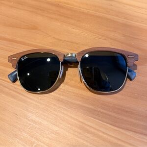 Ray-Ban RB 3016 Clubmaster Wood Frame Sunglasses